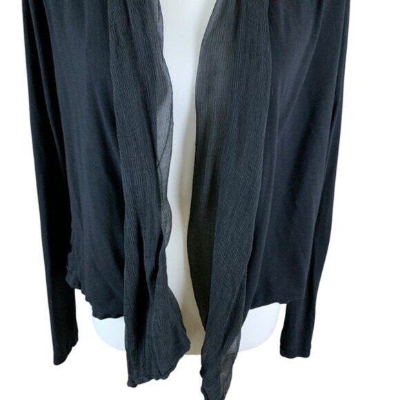 Babakul Black Cardigan Medium Open Front Silk Viscose Cutout Back Geometric - Picture 3 of 7